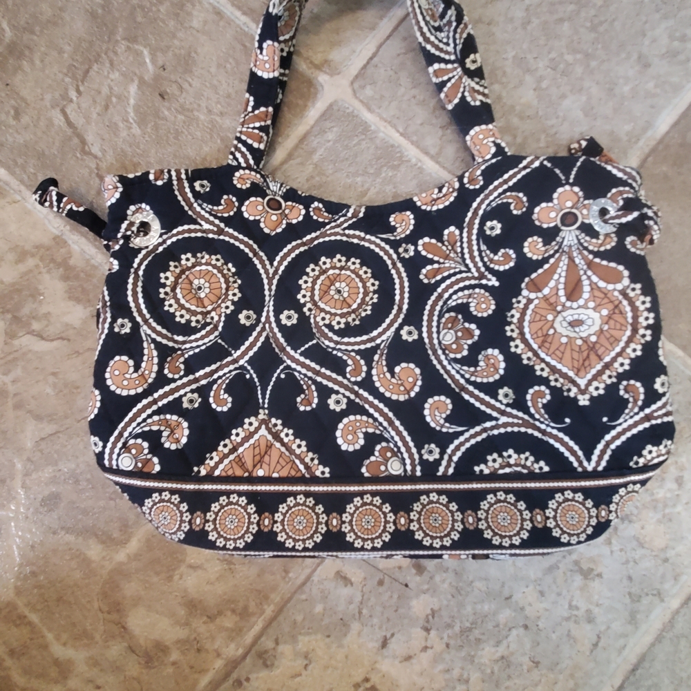Vera Bradley Black and Brown Paisley Shoulder Bag